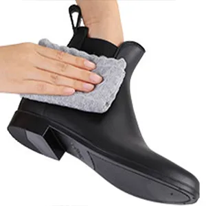 Evshine Women's Short Ankle Rain Boots Lightweight Chelsea Rain Boots Rubber Waterproof Booties 9 Black - easy to clean