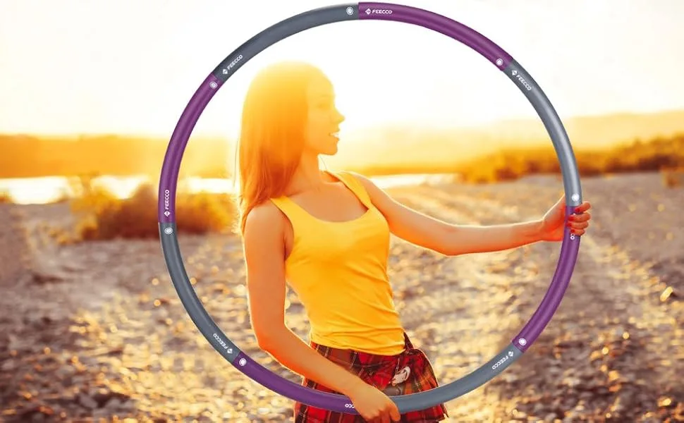 FEECCO Weighted Hula, 3.2 LB Exercise Hoop with 8 Detachable Sections for Weight Loss - weighted hula hoop,hula hoops for adults weight loss,hula hoops,excersize equipment