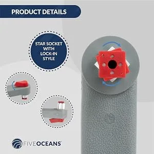 Five Oceans Marine Locking Winch Handle 8", 10" / Winch Handle Holder 8" Grey w/ Red Handle - universal winch handle