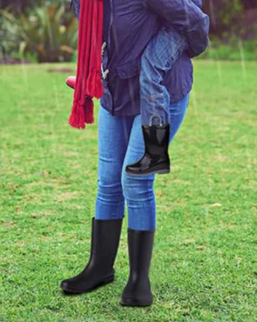 Women's Mid Calf Rain Boots Waterproof Lightweight Garden Shoes 8.5 Black - black
