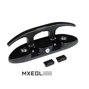 Mxeol Boat Cleats Folding Black Flip Up Cleat Dock Stainless Steel Black Coating Black, 2 Pack - kayak cleat