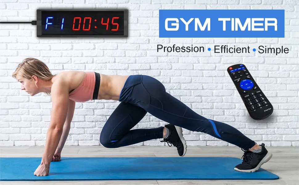 Naoeleii Gym Timer Clock for Home Gym with Remote, 11" Large Gym Clock Timer Stopwatch Count Down/Up, Workout Timer Interval Clock with Buzzer, LED Interval Training Timer for Home Garage Outdoors - gym timer