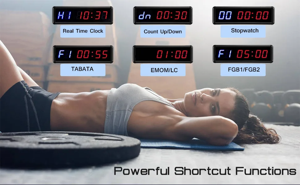 Naoeleii Gym Timer Clock for Home Gym with Remote, 11" Large Gym Clock Timer Stopwatch Count Down/Up, Workout Timer Interval Clock with Buzzer, LED Interval Training Timer for Home Garage Outdoors - interval timer