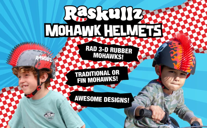 Raskullz Mohawk Toddler 3+ and Child 5+ Helmets Skelosaurus 3+ - raskullz mohawk helmets, 3d helmets, bike skate scooter roller blades, boy helmet