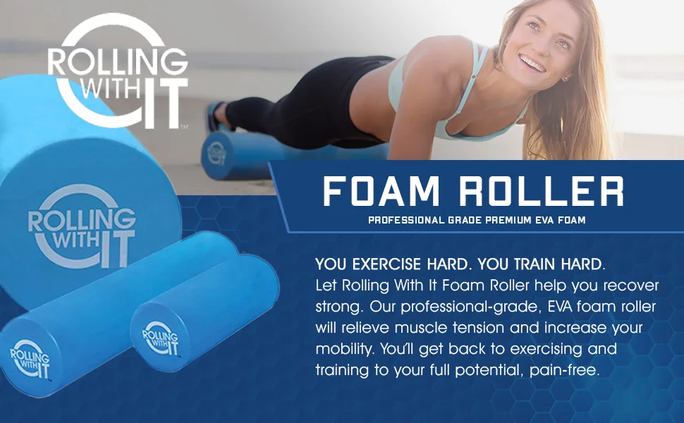 Rolling With It Foam Roller - High Density - for Exercise and Muscle Recovery - Eco-Friendly Back Roller - Select Size Below 13-18-36 inches 18 x 6 Inch - foam roller