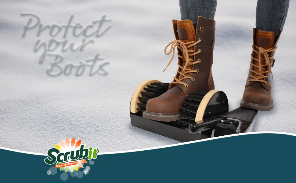 SCRUBIT Boot Scraper Brush & Boot Jack - Boot Remover for Shoes and Cowboy Boots - All Weather Boot Cleaner and Puller - Removes Snow, Sand and Mud - 12x6 Heavy Duty Scrubber - boot cleaner