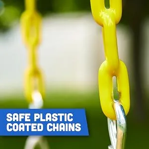 Squirrel Products Heavy Duty Strap Swing Seat - Playground Swing Seat Replacement and Carabiners for Easy Install - Blue Blue, 1 Pack Heavy Duty - Safe Plastic Coated Chains