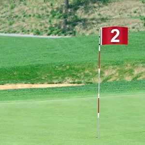 ToVii 2 Pack Golf Flagstick 6 feet golf flag Hole Cup Set,Golf Pin Flags for Driving Range Backyard, Anti-Rust Glass Fiber 5-Section Design with Connectors Basic- Red- 2 Pack - 36958
