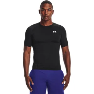 Under Armour Men's HeatGear Compression Short-Sleeve T-Shirt Black (001)/White Medium - Mens Heatgear Compression Short Sleeve Shirt