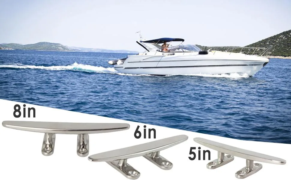 VEITHI Boat Dock Cleats, 5in/6in/8in (3 Sizes) 316 Stainless Steel Boat Cleat Open Base Flat Top (2,4 Pack), Include Stainless Steel Screws 8inch 2Pack - VEITHI