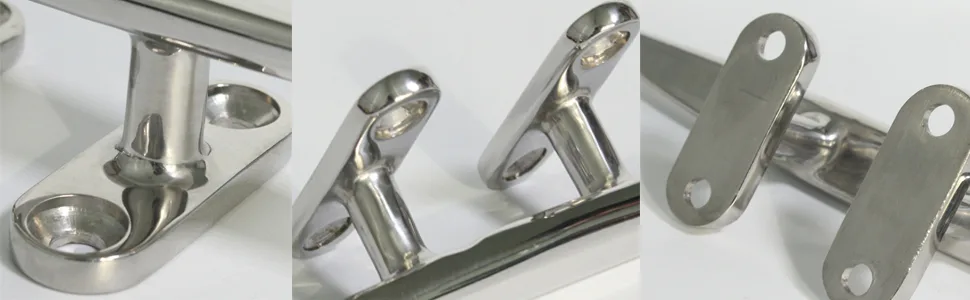 VEITHI Boat Dock Cleats, 5in/6in/8in (3 Sizes) 316 Stainless Steel Boat Cleat Open Base Flat Top (2,4 Pack), Include Stainless Steel Screws 8inch 2Pack - VEITHI