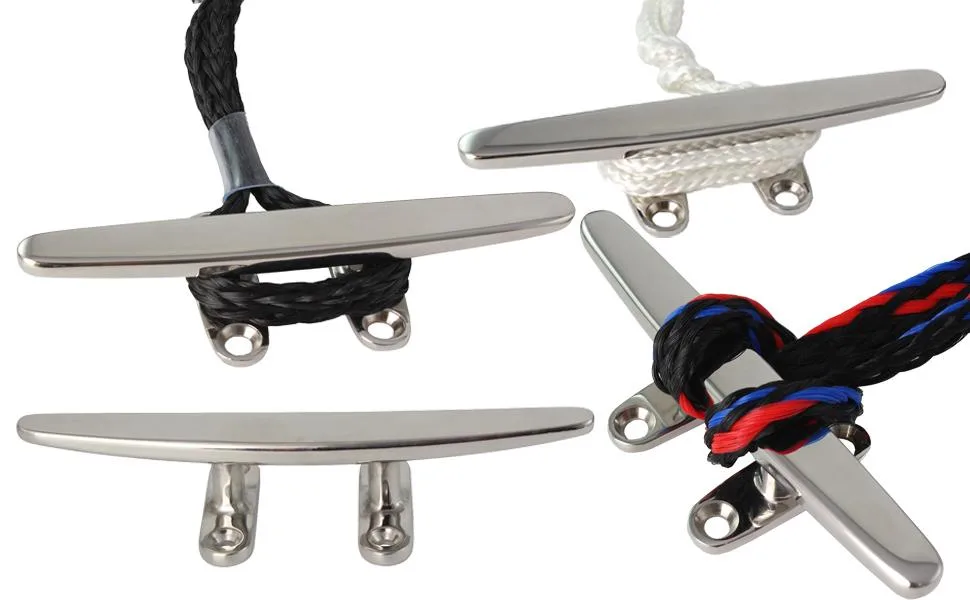 VEITHI Boat Dock Cleats, 5in/6in/8in (3 Sizes) 316 Stainless Steel Boat Cleat Open Base Flat Top (2,4 Pack), Include Stainless Steel Screws 8inch 2Pack - VEITHI
