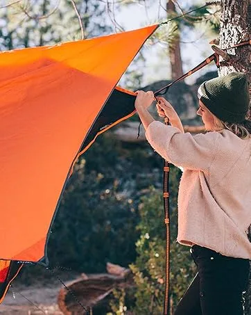 Wise Owl Outfitters Camping Hammock - Portable Hammock, Camping Accessories Single or Double Hammock for Outdoor, Indoor w/Tree Straps Black & Grey Large - adjusting tarp