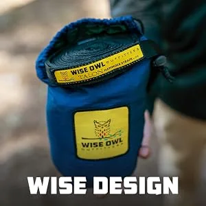 Wise Owl Outfitters Camping Hammock - Portable Hammock, Camping Accessories Single or Double Hammock for Outdoor, Indoor w/Tree Straps Black & Grey Large - Wise design storage bag pocket compact perfect for outdoor adventures camping hammock