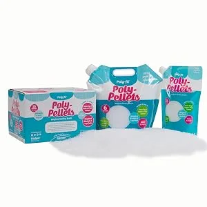 FAIRFIELD Processing Fil Poly Pellets Weighted Stuffing Beads, 6 Pound Pour and Store Bag, White 6 Lbs - weighted stuffing material, poly-fil poly-pellets