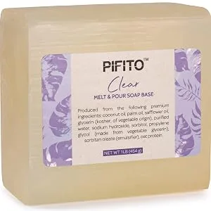 Pifito Clear Melt and Pour Soap Base (5 lb)  Bulk Premium 100% Natural Glycerin Soap Base  Luxurious Soap Making Supplies 5 Pound - Pifito Clear Melt and Pour Soap base