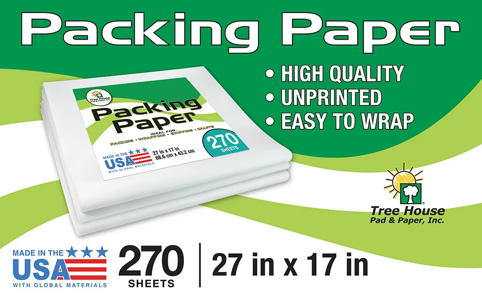 Packing Paper Newsprint Sheets for Moving & Shipping, 270 Sheets, 27"x17", Made in The USA - product information 1