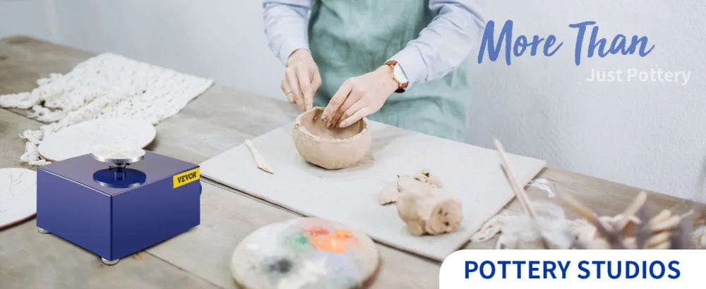 VEVOR Mini Pottery Wheel, Ceramic Wheel Clay Machine Adjustable Speed, Electric Ceramic Work Forming Machine with 3 Turntables and 16pcs Shaping Tools for Art Craft Work Molding Gift and Home DIY - pottery wheel