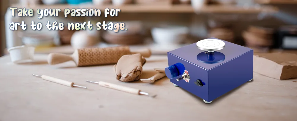 VEVOR Mini Pottery Wheel, Ceramic Wheel Clay Machine Adjustable Speed, Electric Ceramic Work Forming Machine with 3 Turntables and 16pcs Shaping Tools for Art Craft Work Molding Gift and Home DIY - pottery wheel