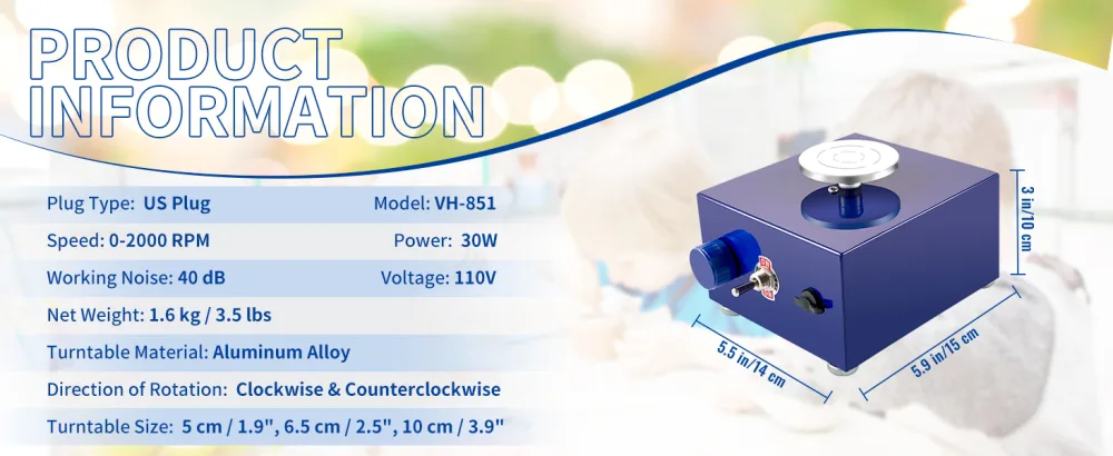 VEVOR Mini Pottery Wheel, Ceramic Wheel Clay Machine Adjustable Speed, Electric Ceramic Work Forming Machine with 3 Turntables and 16pcs Shaping Tools for Art Craft Work Molding Gift and Home DIY - pottery wheel