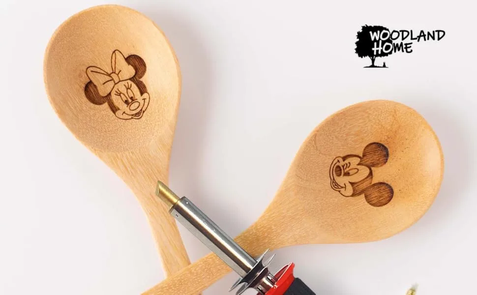 Woodland Home Wood Burning Kit. Pyrography Pen Fully Adjustable Temperature with Safety Stand. 27 Tips with Cutting Blade, Stencils and Deluxe Case - Pyrography Pen Fully Adjustable Temperature