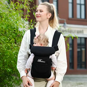 Baby Carrier, SpringBuds 4-in-1 Ergonomic Backpack Baby Wrap Carrier Front and Back for Newborns to Toddlers with Head Support (Black) - baby carrier