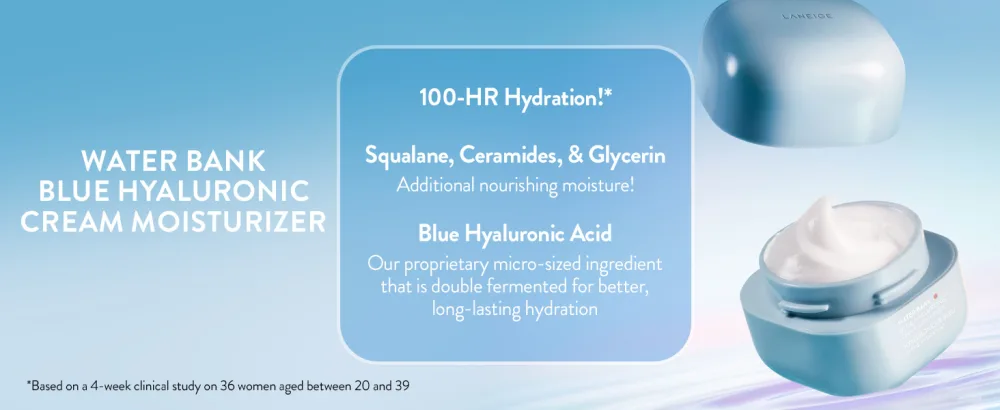 LANEIGE Water Bank Blue Hyaluronic Cream Moisturizer: Hydrate and Nourish Hydration Set (Full Sized Cream) - info