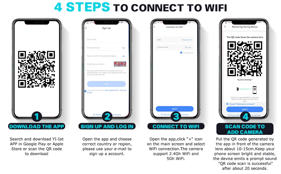 Wireless WiFi Light Socket Bulb Security Camera 360 Degree PTZ Home Camera Floodlight Night Vision Motion Detection 64GB Micro SD Card Included Support 2.4Ghz and 5Ghz white - easy to connect to WiFi