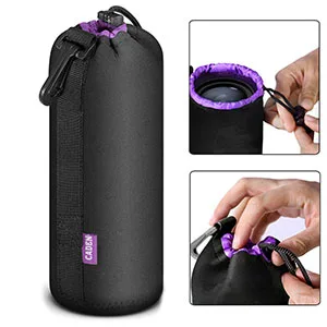 CADeN Lens Pouch Set 4 Pack Replacement Compatible for Canon, Nikon, Sony, Pentax, Olympus (Small, Medium, Large, X Large) Camera Lens Case Bag Thick Protective Neoprene Pouch Soft Plush for DSLR Lens 4pcsSMLXL Set - product information 8