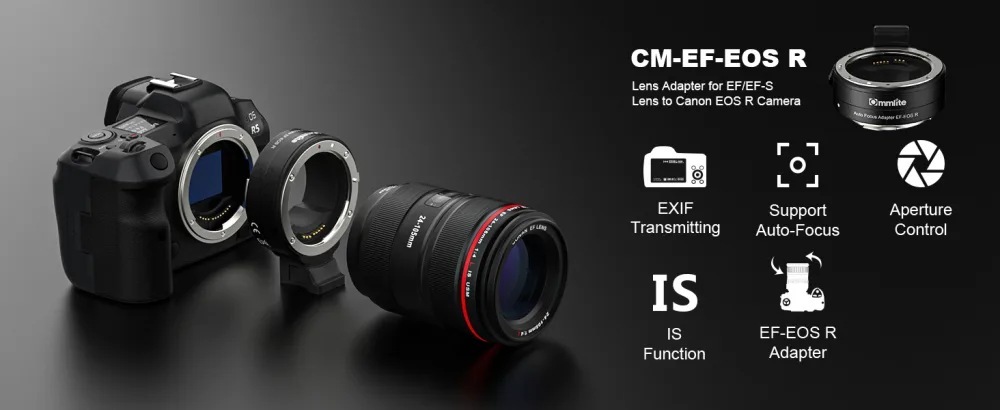 Commlite CM-EF-EOS R Lens Adapter, Electronic Auto-Focus EF to R Mount Adapter for Canon EF/EF-S Lens to EOS R, EOS RP, EOS R6, EOS R5 Series Mirrorless Cameras - product information 8