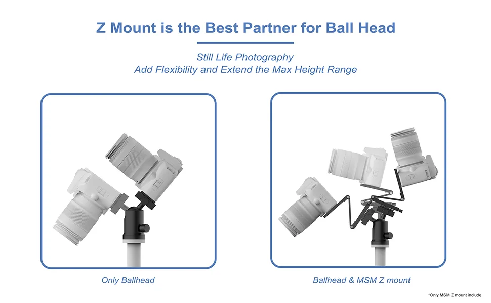 Z Tripod Head, Easiest Lock System, 8.8lbs Payload, Multiway Flexible Camera Tripod, Minimal Form Factor - Z Mount is the Best Partner for Ball head