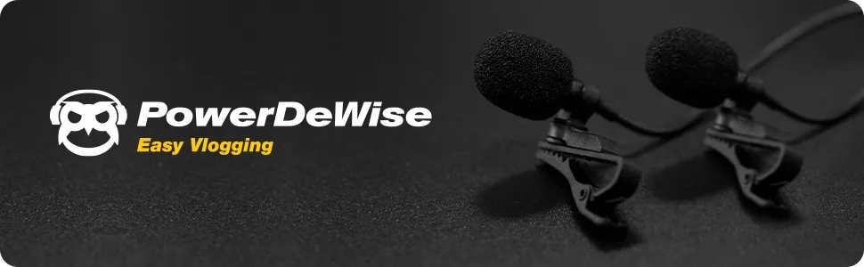 PowerDeWise Professional Grade 2 Lavalier Clip-On Microphones Set for Dual Interview - Double Lav Lapel Microphone - Use for iPhone Phone Camera - Blogging Video Recording Noise Cancelling 3.5mm Mic - Professional Grade 2 Lavalier Lapel Microphones Set for Dual Interview - Dual Lavalier Microphone