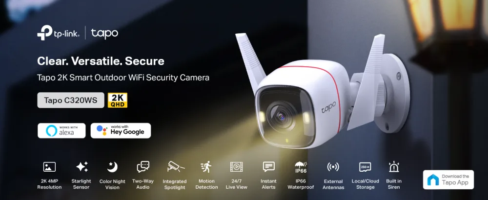 TP-Link Tapo 2K QHD Security Camera Outdoor Wired, Starlight Sensor for Color Night Vision, Free AI Detection, Works with Alexa & Google Home, Built-in Siren, Cloud/SD Card Storage (Tapo C320WS) 2K w/ Starlight Sensor - product information 14