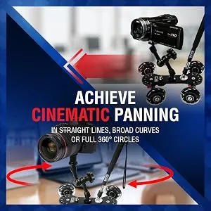 Vidpro SK-22 Professional Skater Dolly - Rolling Slider for DLSR Cameras & Camcorders Ideal for Low-Level Shooting & Panning 25 Lbs Capacity Smooth Rubber Wheels 7 Mounting Points & Extendable Handle - product information 3
