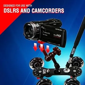 Vidpro SK-22 Professional Skater Dolly - Rolling Slider for DLSR Cameras & Camcorders Ideal for Low-Level Shooting & Panning 25 Lbs Capacity Smooth Rubber Wheels 7 Mounting Points & Extendable Handle - product information 4