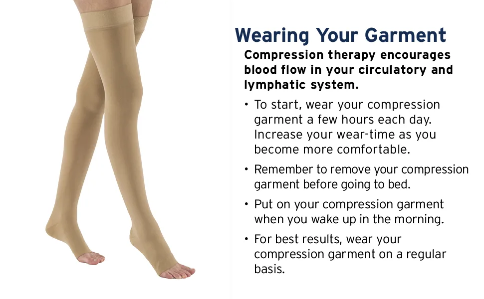 JOBST Relief Thigh High 15-20 mmHg Compression Stockings, Open Toe with Silicone Dot Band, Medium Petite, Beige Medium (Pack of 1) - stockings compression medium knee high relief hose medical support sport open toe sock closed thigh