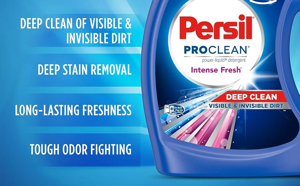 Persil Laundry Detergent Liquid, Intense Fresh Scent, High Efficiency (HE), Deep Stain Removal, 2X Concentrated, 110 Loads - Persil Intense Fresh Laundry Detergent Liquid