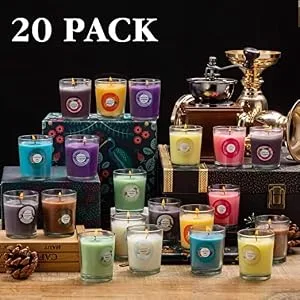 20 Pack Strong Scented Candles Gift Set with 10 Fragrances for Home and Women, Aromatherapy Soy Wax Glass Jar Candle - 20 PACK