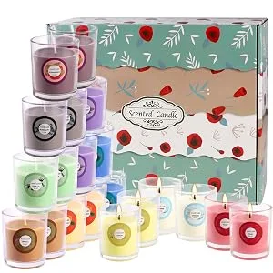 20 Pack Strong Scented Candles Gift Set with 10 Fragrances for Home and Women, Aromatherapy Soy Wax Glass Jar Candle - EXQUISITE PACKING