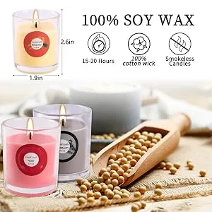20 Pack Strong Scented Candles Gift Set with 10 Fragrances for Home and Women, Aromatherapy Soy Wax Glass Jar Candle - soy wax