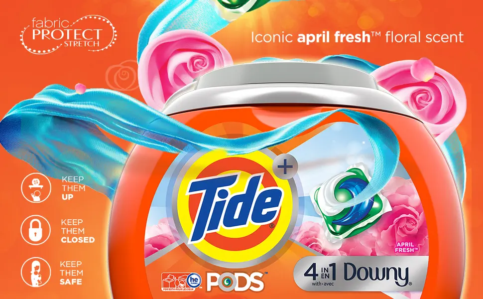 Tide PODS with Downy, Laundry Detergent Soap Pods, April Fresh, 3 Bag Value Pack, 75 count - Tide PODS+Downy laundry detergent pacs have the April Fresh floral scent