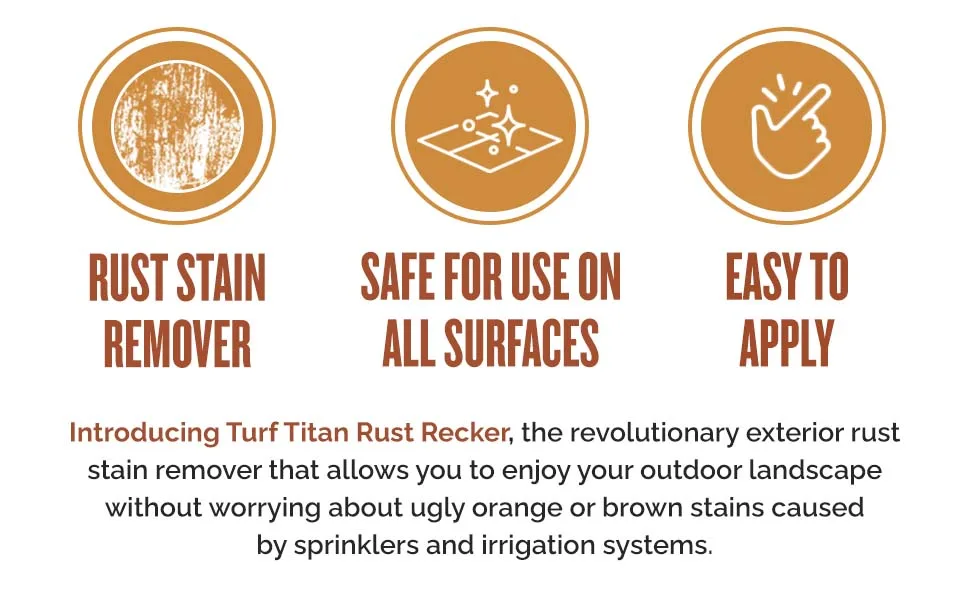Turf Titan Rust Recker - Liquid Rust Remover for Metal and Other Materials - Concrete Rust Remover - Powerful Rust Remover for Concrete, Brick, and More - Easy-to-Use Rust Stain Remover - Turf Titan Rust Recker