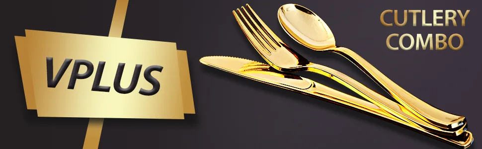 320 Gold Plastic Silverware Set - Plastic Cutlery Set - Disposable Flatware - 160 Plastic Forks, 80 Plastic Spoons, 80 Cutlery Knives Heavy Duty Silverware for Party Bulk Pack 320Pack Gold - plastic silverware