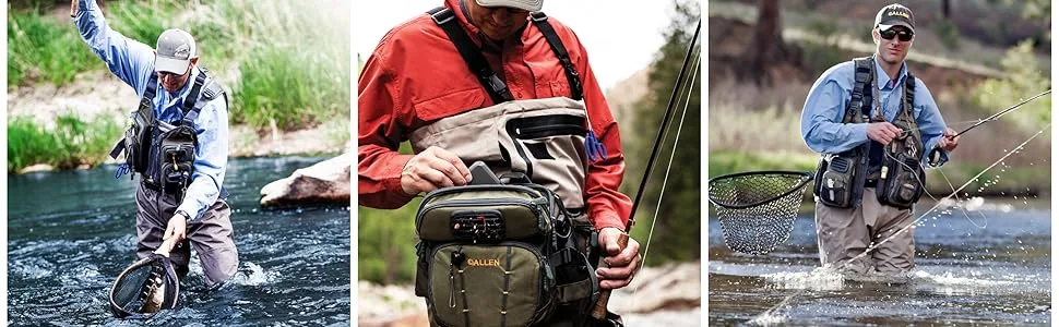 Allen Boulder Creek Fishing Chest Pack Olive - collage