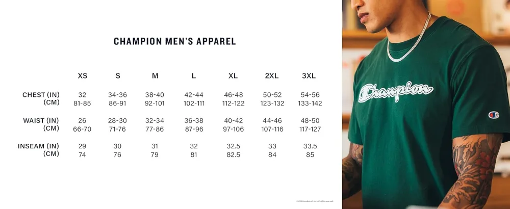 Champion mens Stadium Full Zip Jacket, Left Chest Script Jacket, Black-549369, Large US - Champion Mens Size Chart