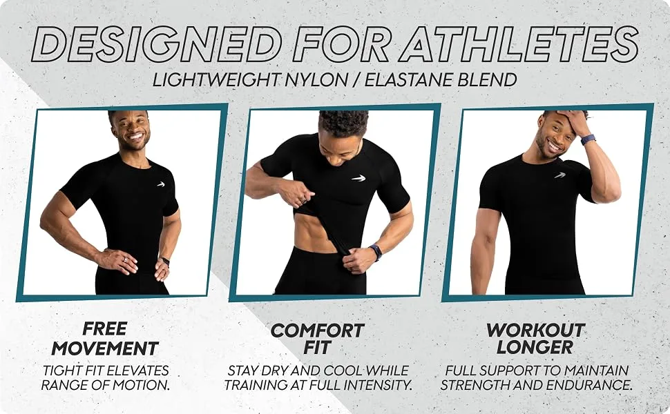 CompressionZ Men's Short Sleeve Compression Shirt - Athletic Base Layer Black X-Large - layer cool rash skin weather biking invierno winter thermal base layer licras termicas hombre