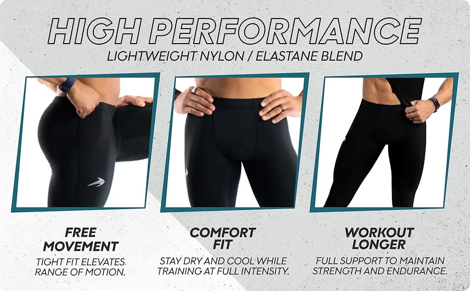CompressionZ Men's Compression Pants Base Layer Running Tights Mens Leggings for Sports Black Large - layer cool rash skin