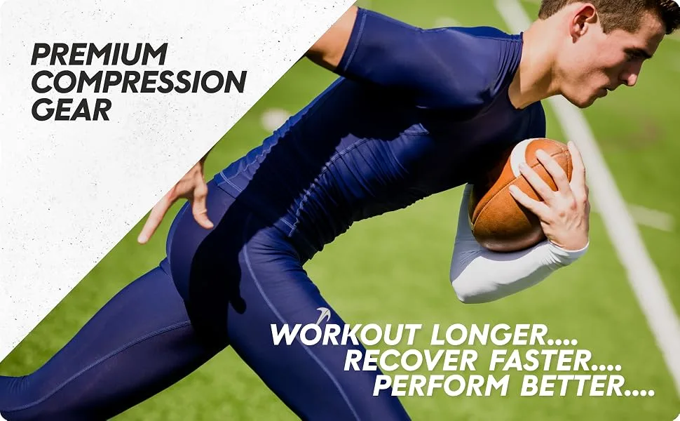 CompressionZ Men's Compression Pants Base Layer Running Tights Mens Leggings for Sports Black Large - premium compression gear workout longer recover faster performance
