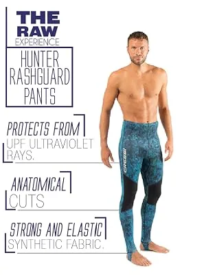 Hunter Camouflage Patterned Rash Guard Pants for All Water Sports - Cressi: Quality since 1946 X-Large Camo Blue - rash guard for spearfishing, surfing rash guard pant, rash guard