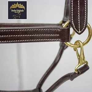 Derby Originals Coventry Triple Stitch Adjustable Leather Halter - Multiple Sizes Available Full/Average - Hardware close up view
